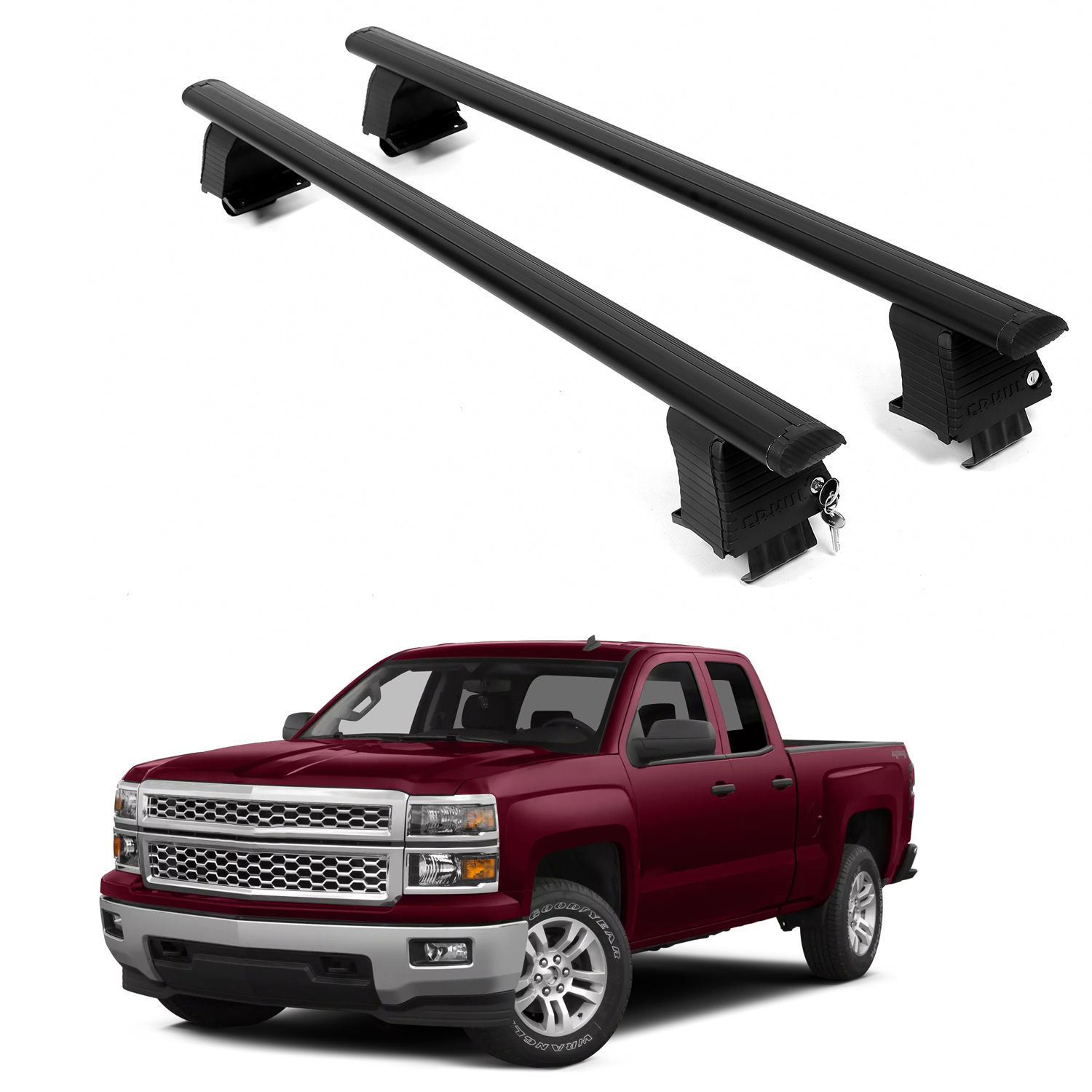 ERKUL Roof Rack Crossbars For CHEVROLET SILVERADO 1500 2014-2018