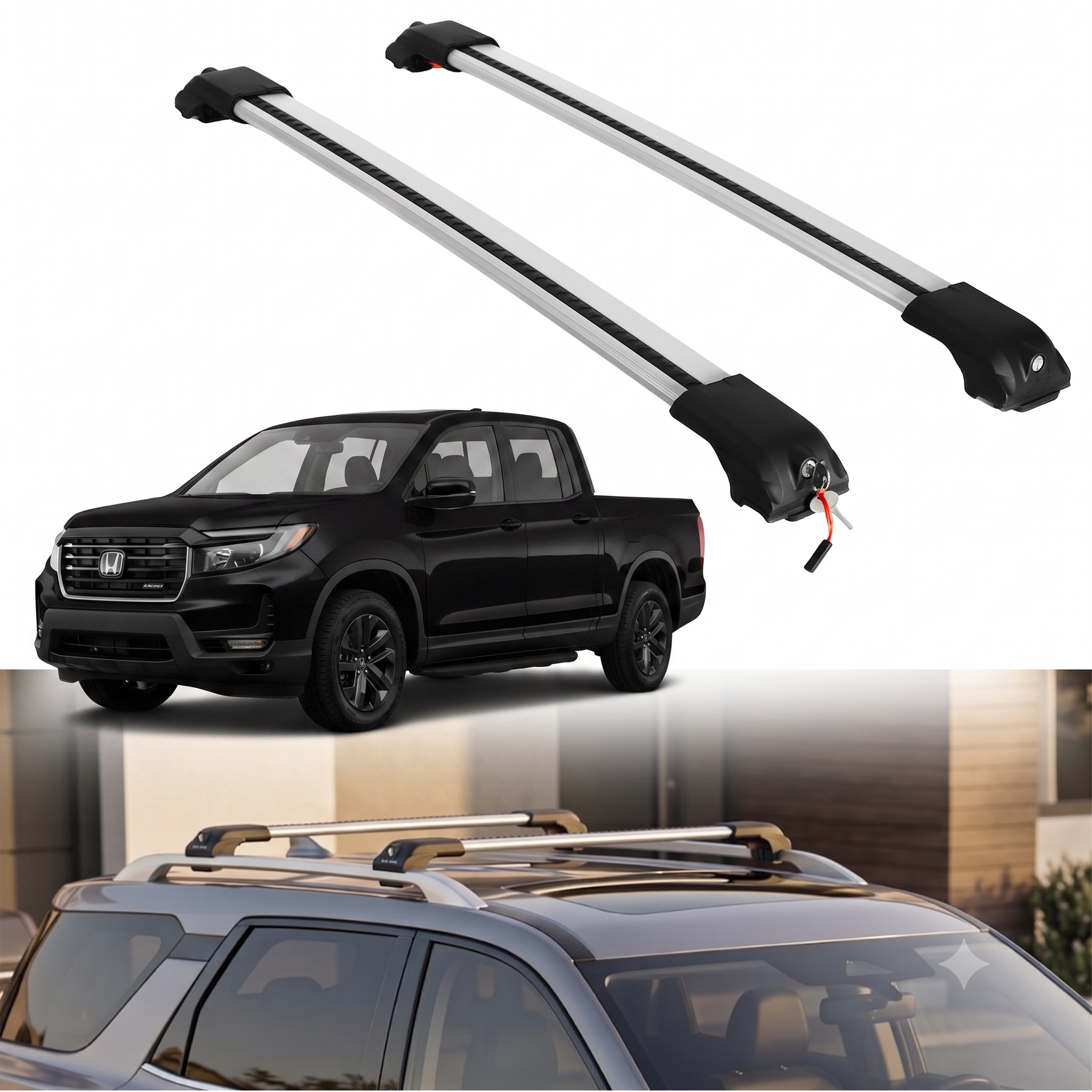 ERKUL Roof Rack Crossbars For HONDA RIDGELINE 2017-2026