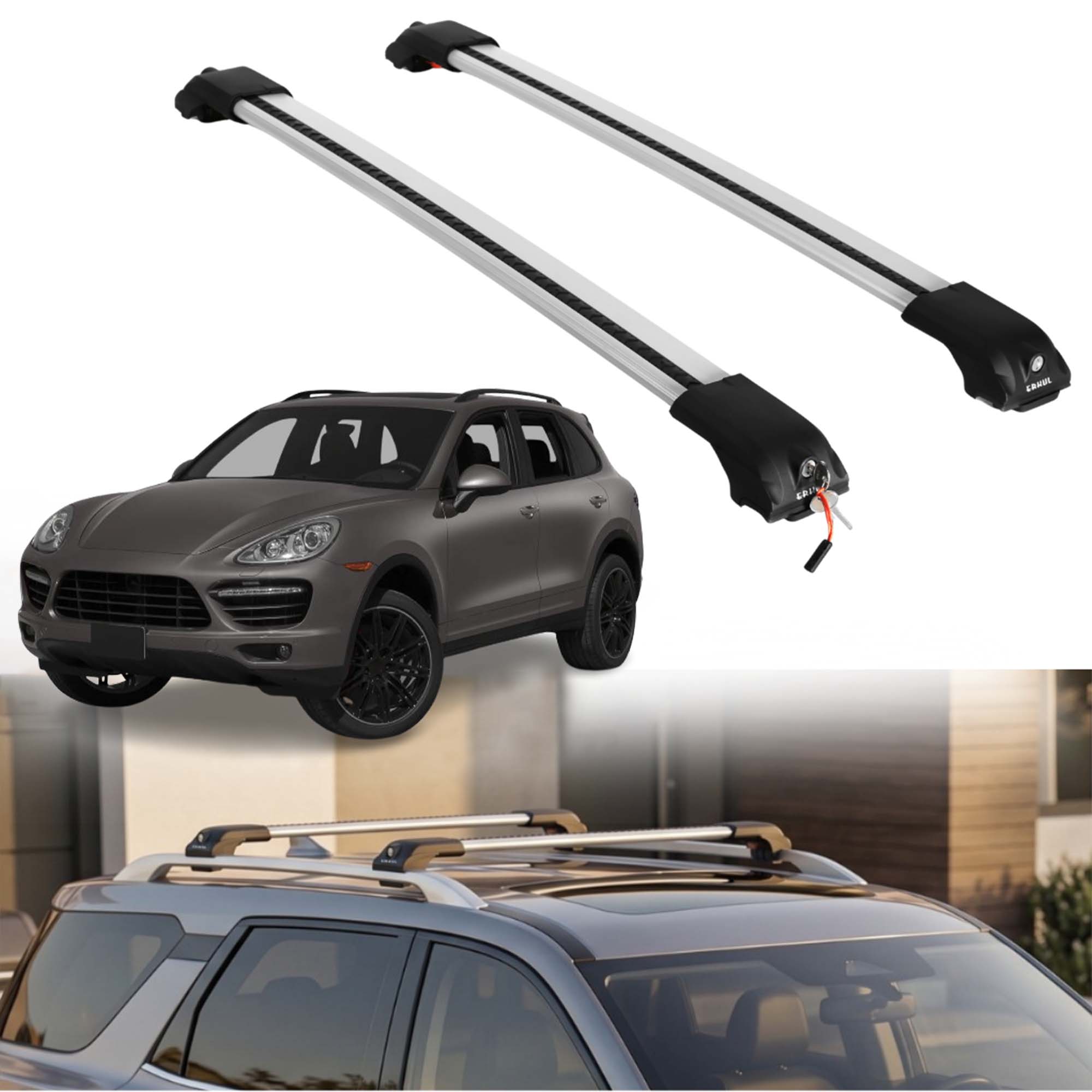 ERKUL Roof Rack Crossbars For PORSCHE CAYENNE 2011-2018