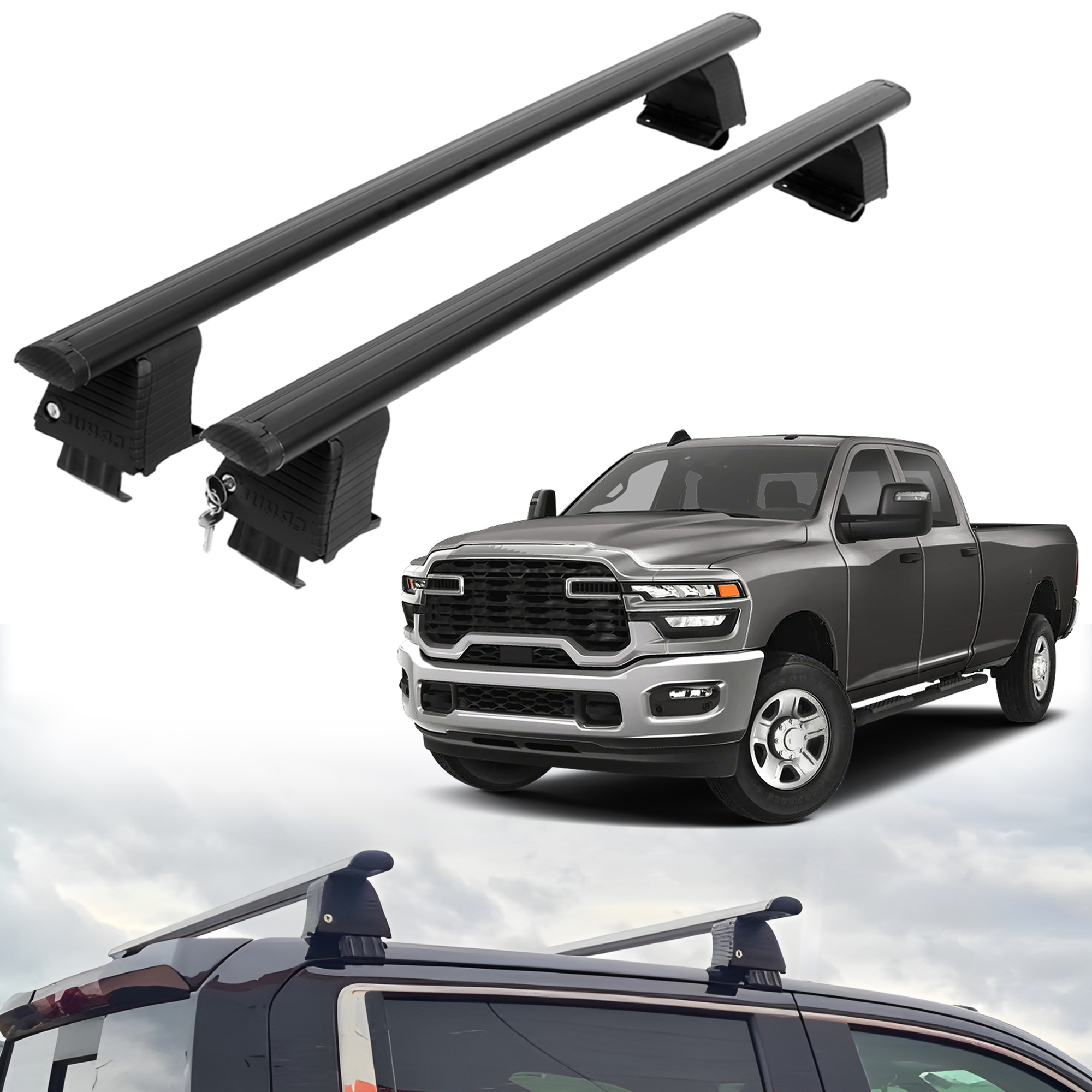 ERKUL Roof Rack Crossbars For DODGE RAM 3500 2019-2026