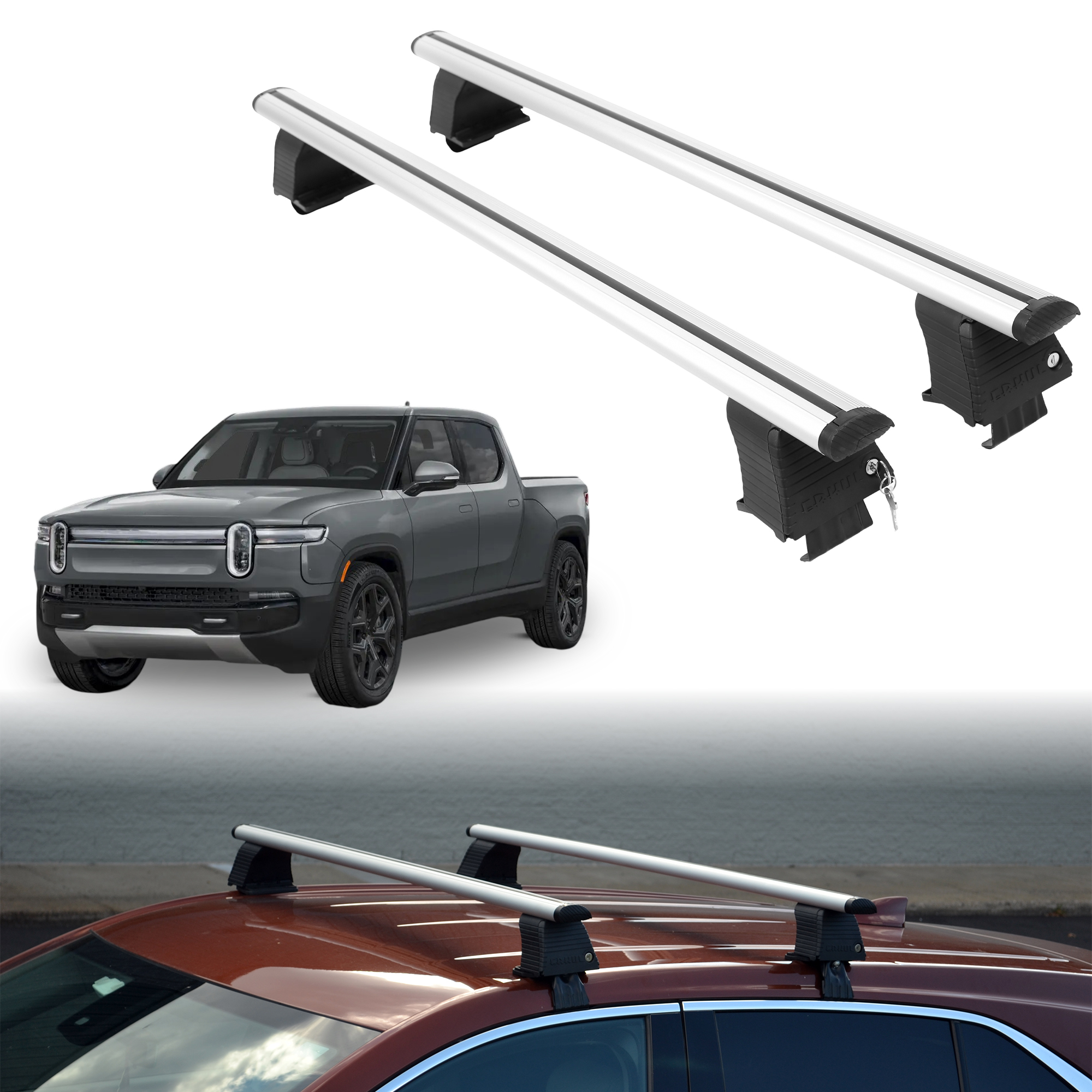 ERKUL Roof Rack Crossbars For RIVIAN R1T 2022-2026