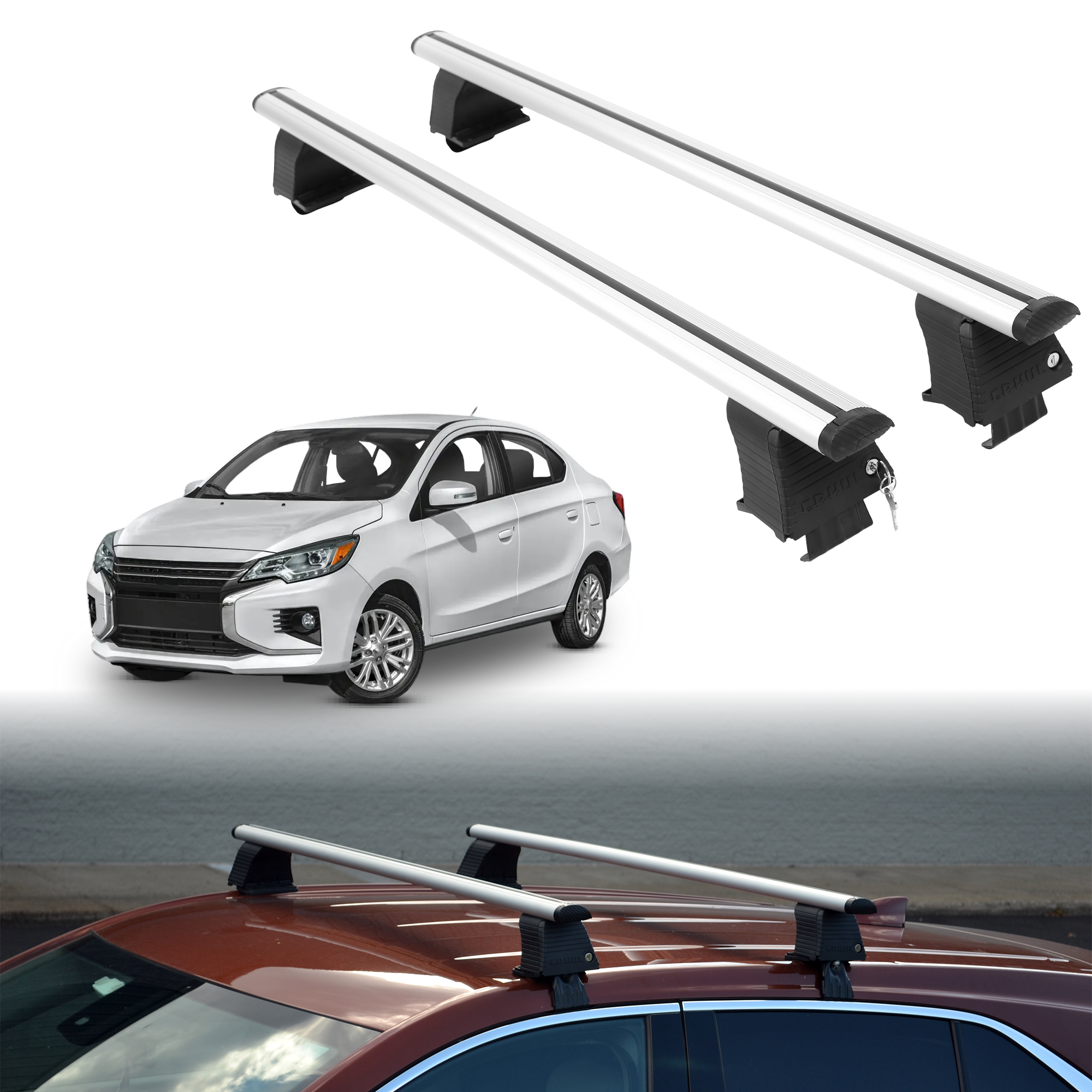 ERKUL Roof Rack Crossbars For MITSUBISHI MIRAGE G4 2013-2024