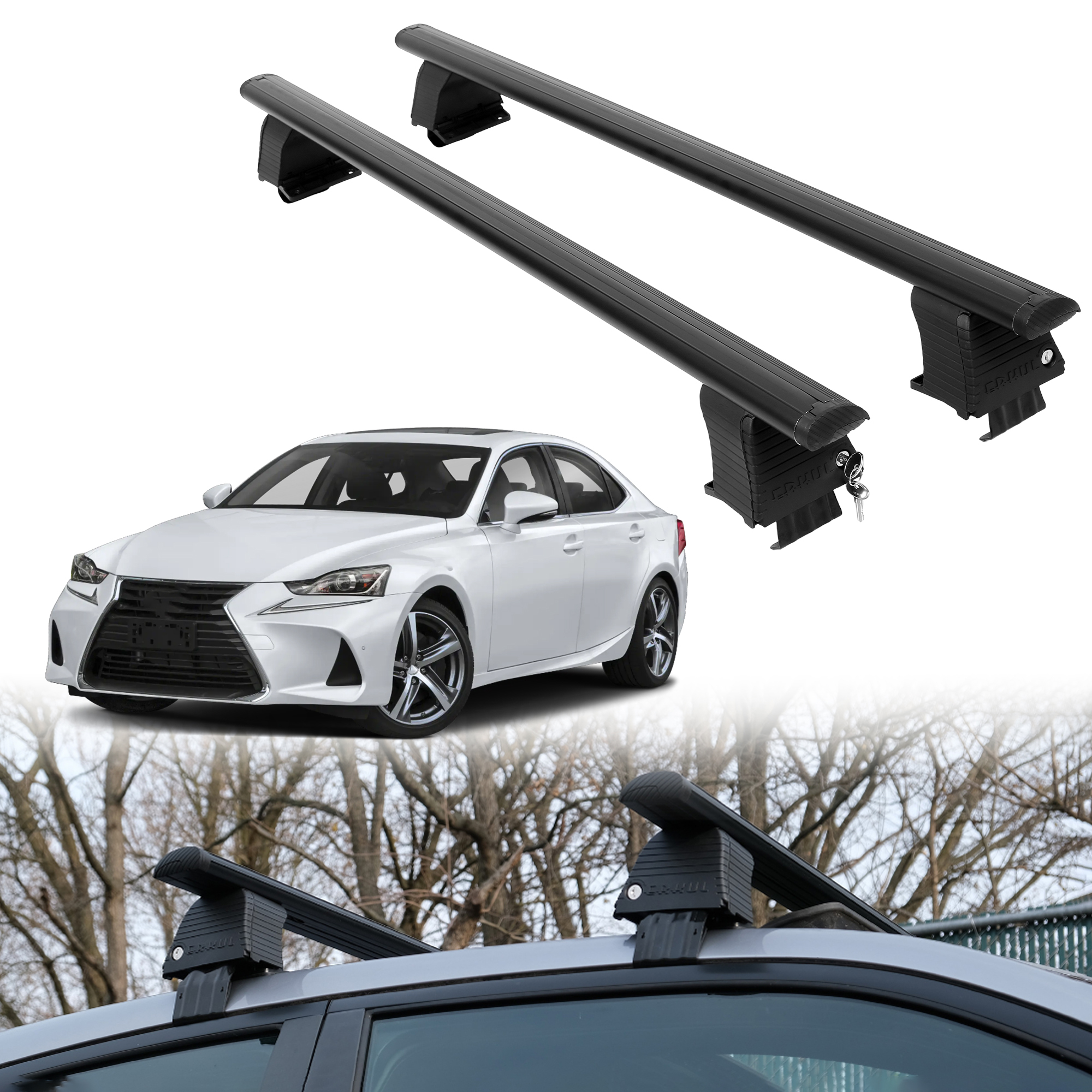 ERKUL Roof Rack Crossbars For LEXUS IS 2014-2020