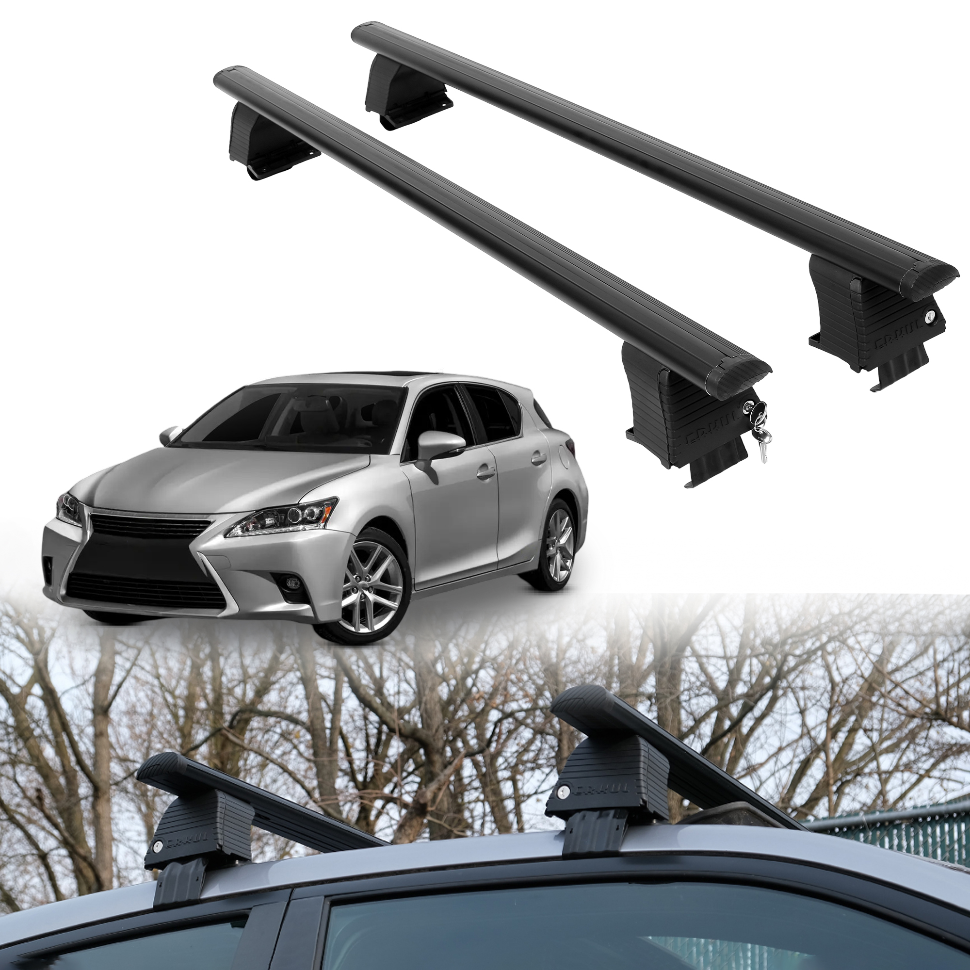 ERKUL Roof Rack Crossbars For LEXUS CT 200H 2011-2017