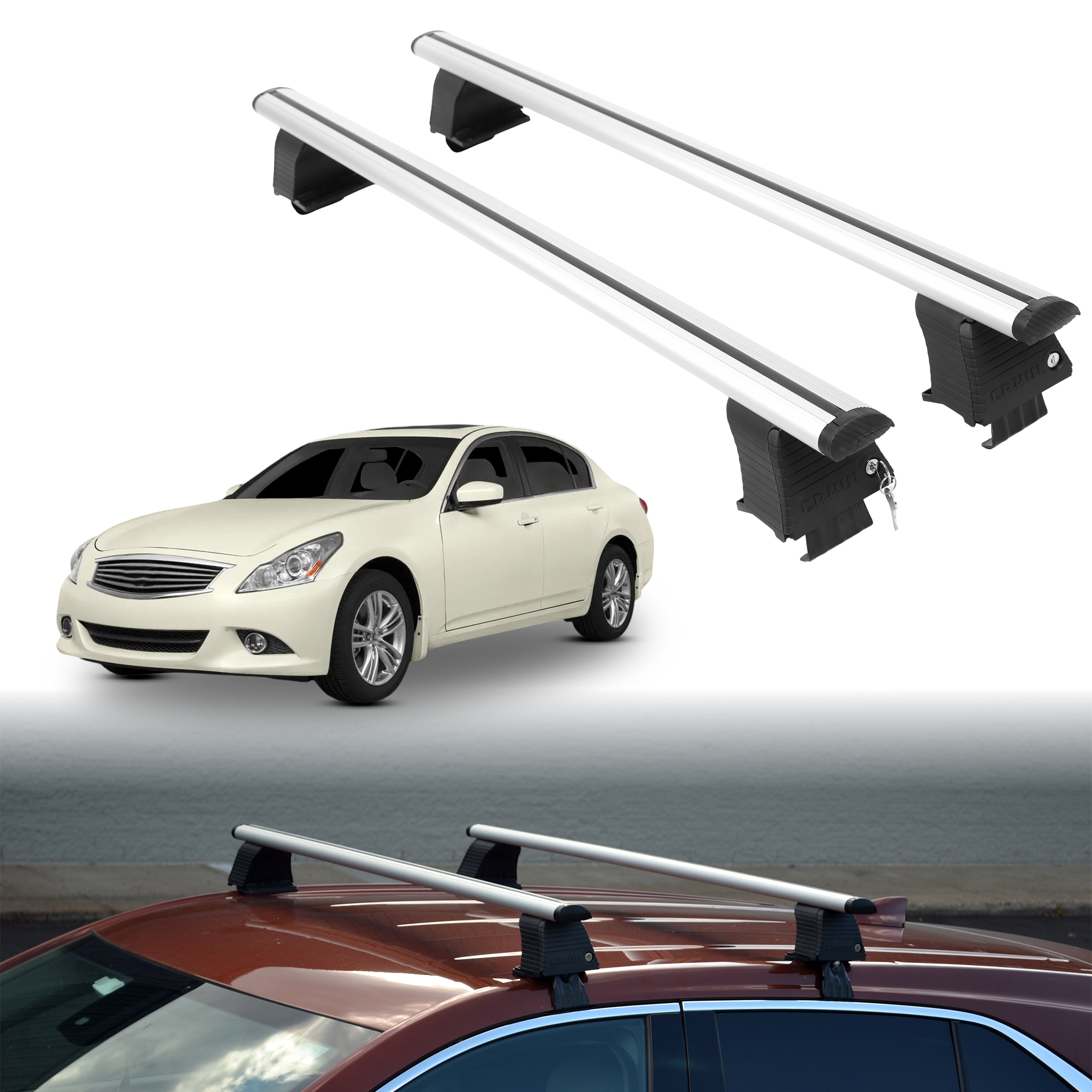 ERKUL Roof Rack Crossbars For INFINITI Q40 2015