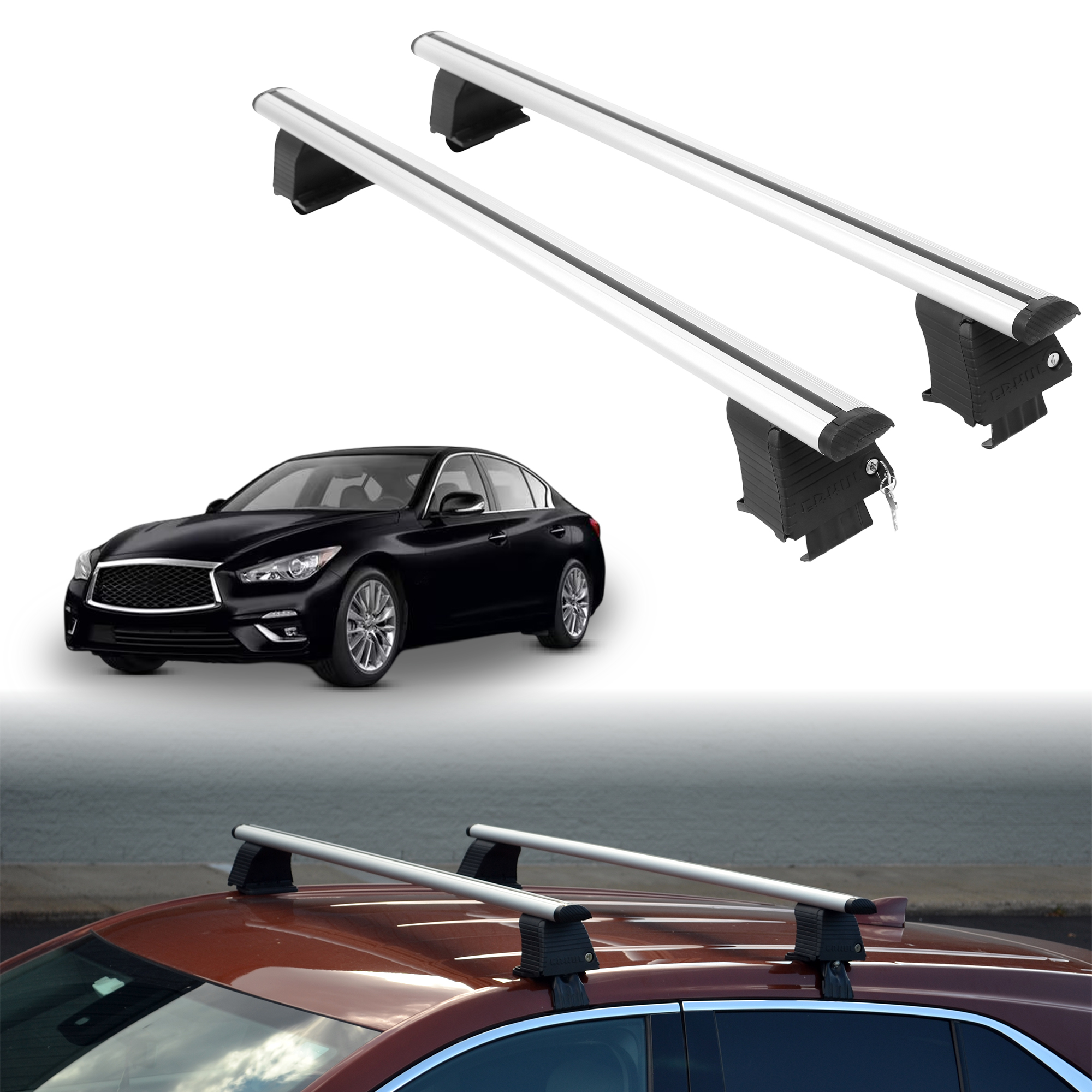 ERKUL Roof Rack Crossbars For INFINITI Q50 / Q50 HYBRID 2014-2024