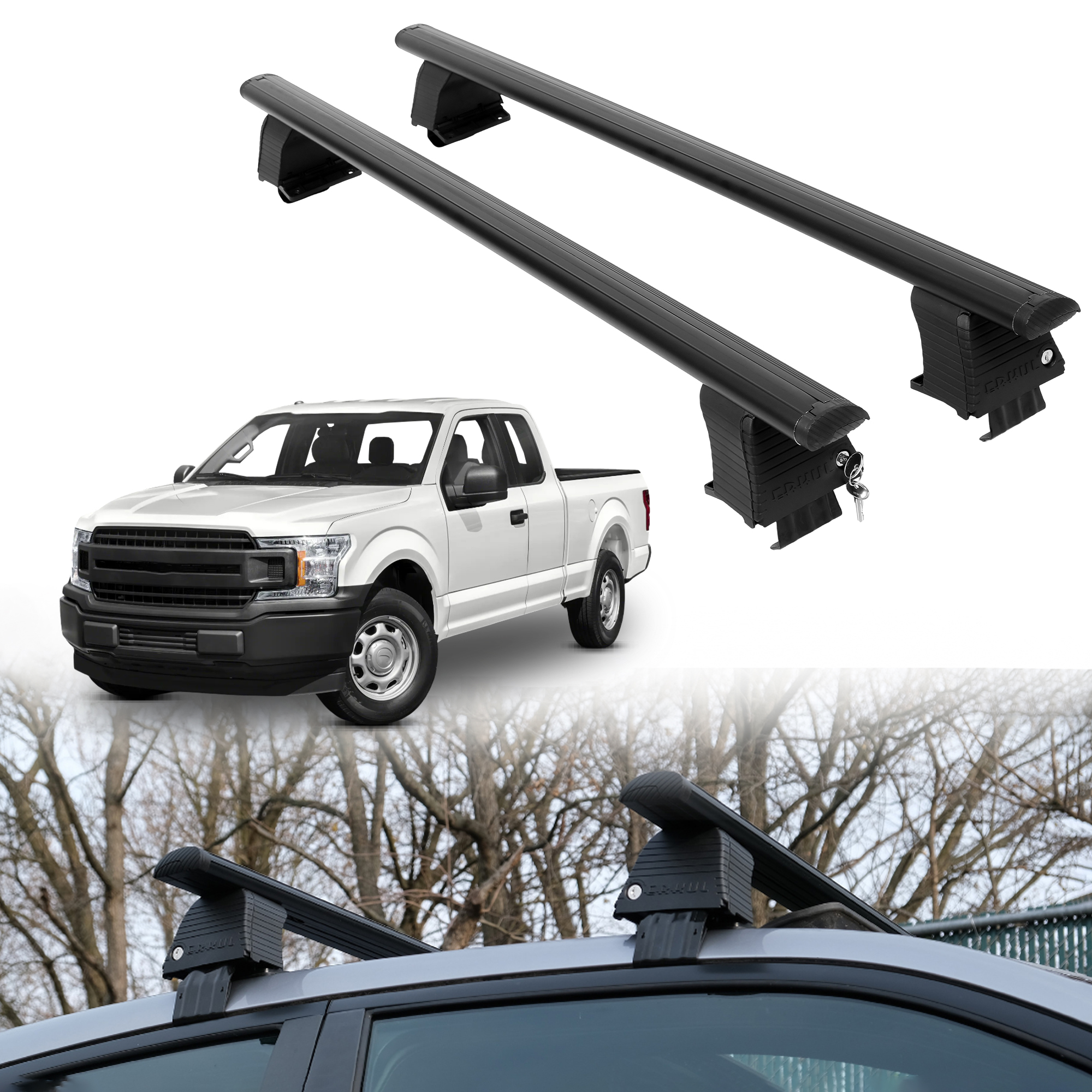 ERKUL Roof Rack Crossbars For FORD F-150 2015-2020