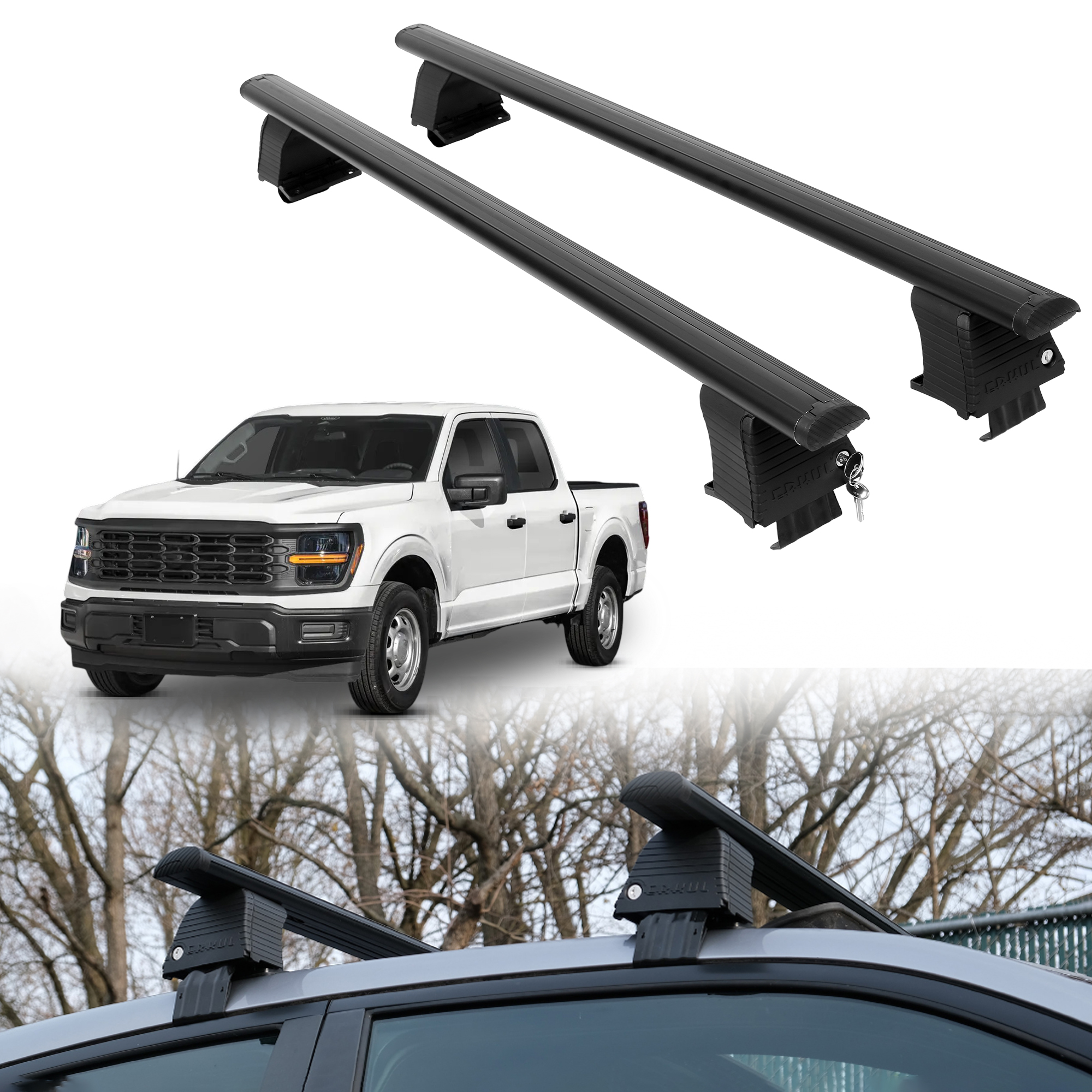 ERKUL Roof Rack Crossbars For FORD F-150 HYBRID 2024-2026