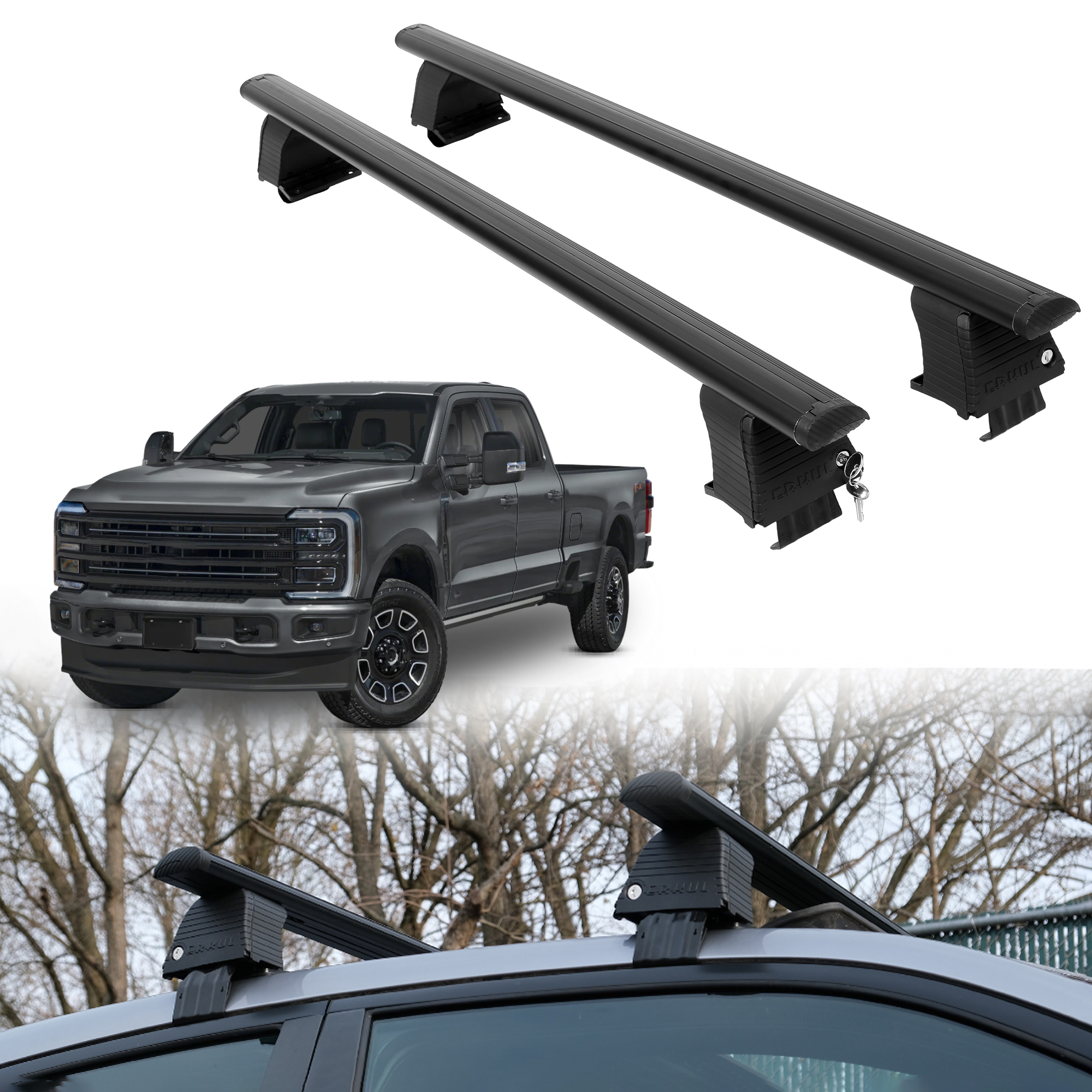 ERKUL Roof Rack Crossbars For FORD F-350 2023-2026