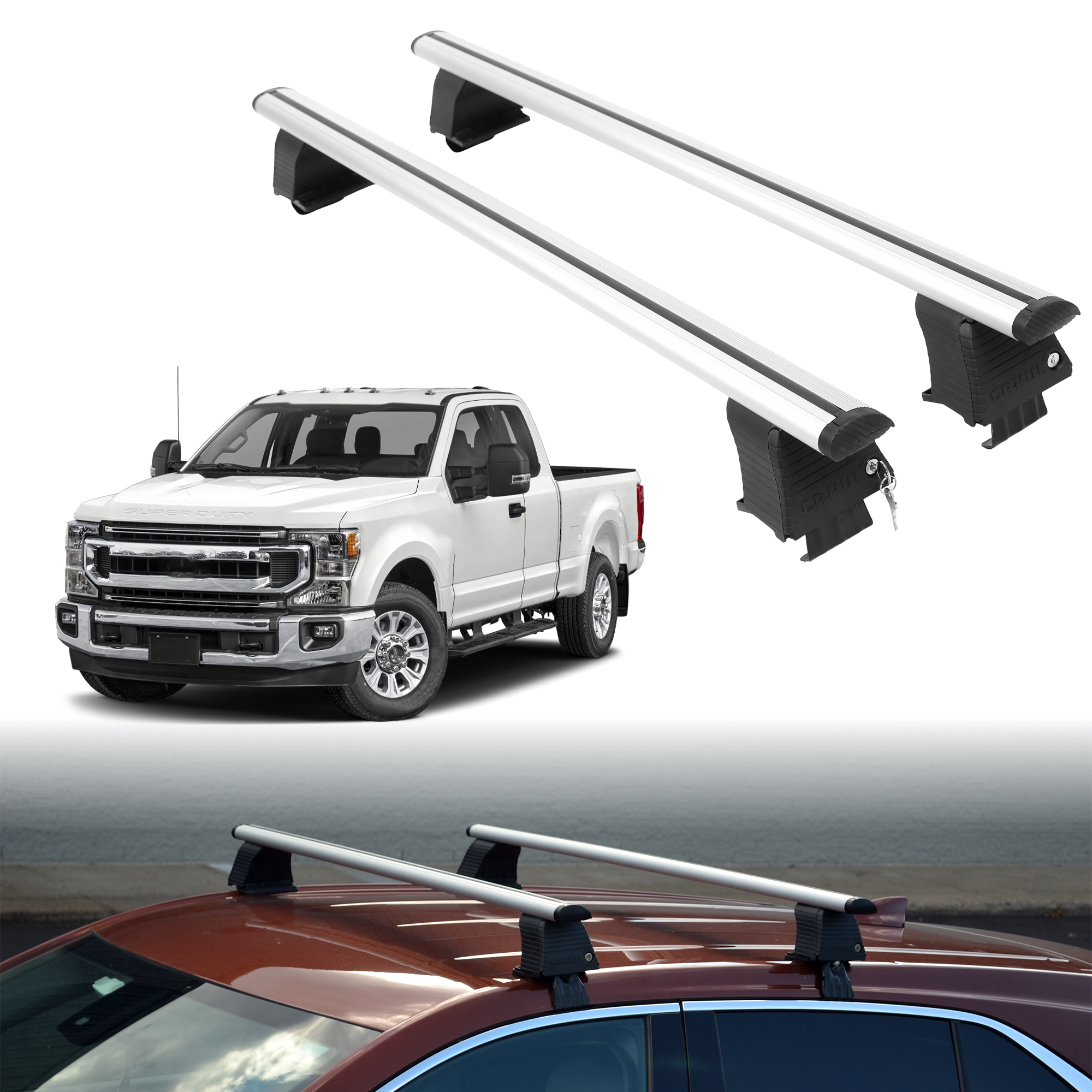 ERKUL Roof Rack Crossbars For FORD F-350 2017-2022