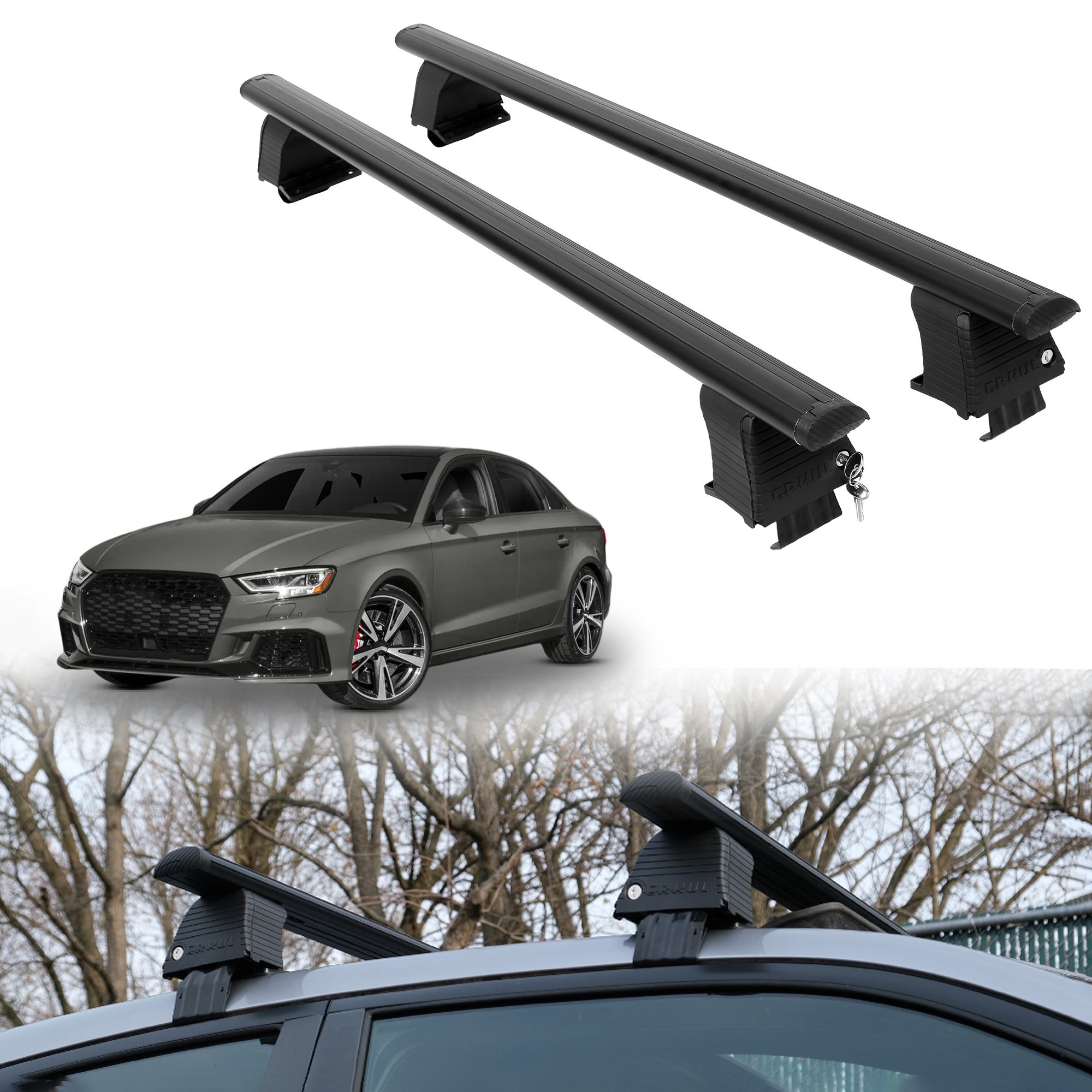 ERKUL Roof Rack Crossbars For AUDI RS 3 2017-2020