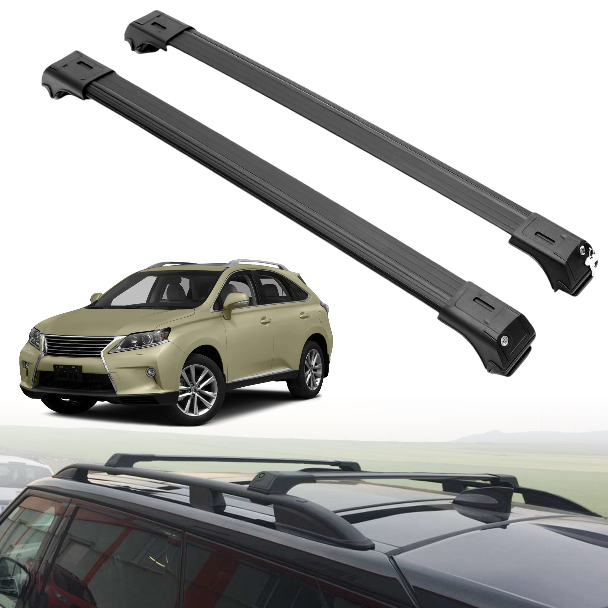 ERKUL Roof Rack Crossbars For LEXUS RX350/RX350L/RX450H/RX450HL 2010-2015