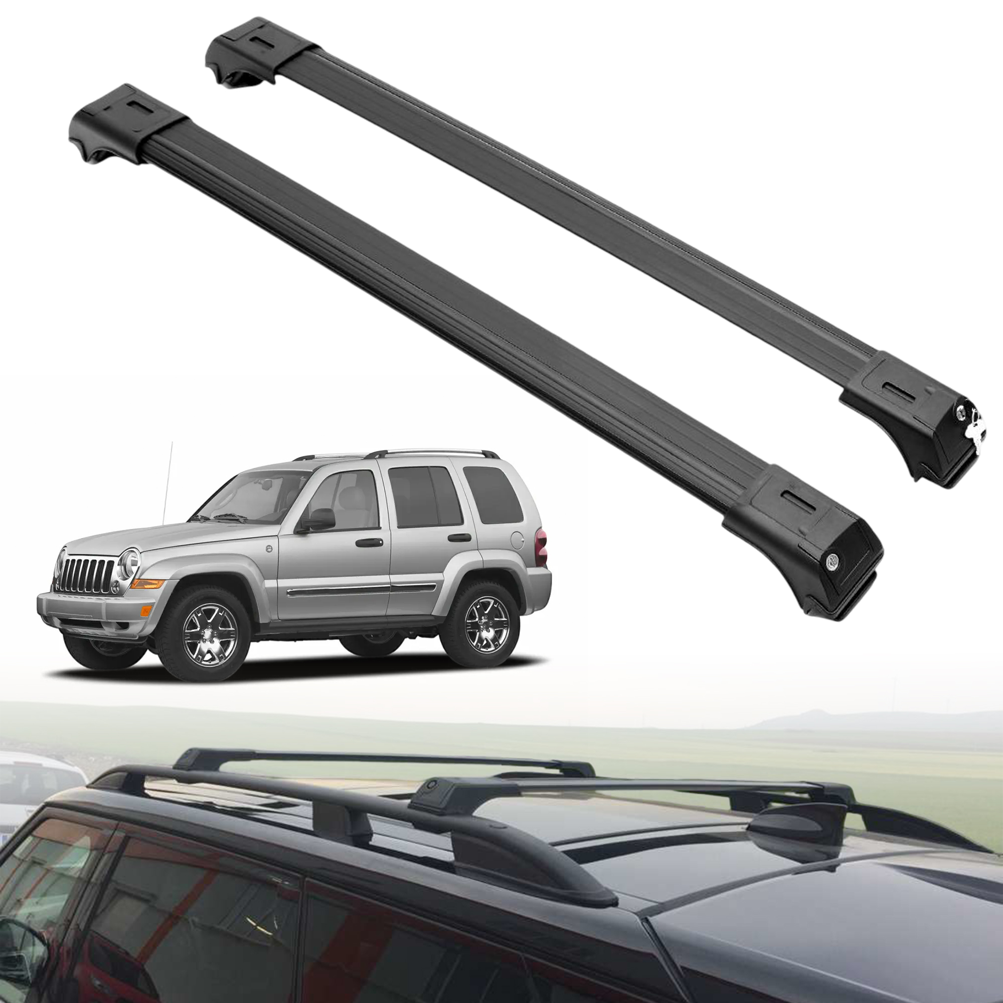 ERKUL Roof Rack Crossbars For JEEP LIBERTY 2002-2007