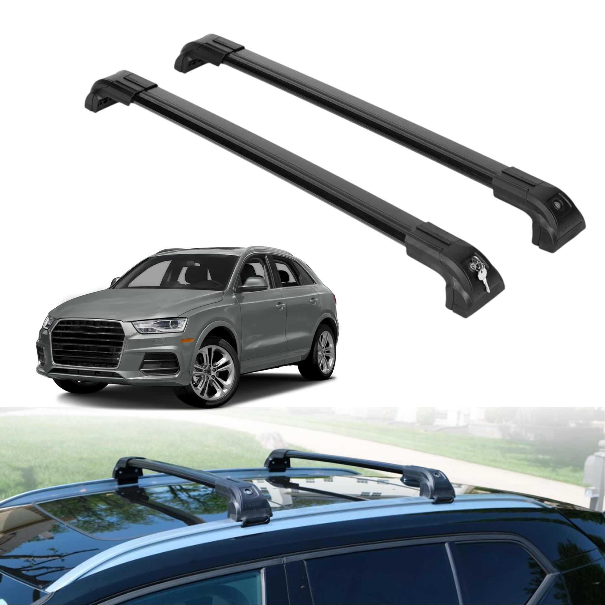 ERKUL Roof Rack Crossbars For AUDI Q3 2015-2018